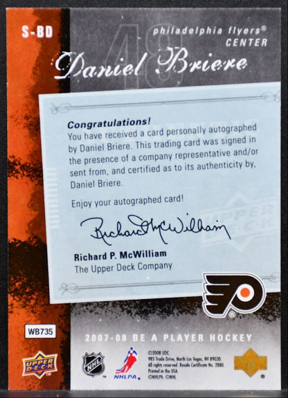 2007-08 Upper Deck Be a Player Signatures Daniel Briere S-BD Flyers Auto 9502