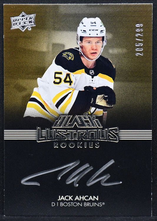 2021-22 UD Black Lustrous Rookie Jack Ahcan LRS-JA Boston Bruins RC Auto 205/299 4924