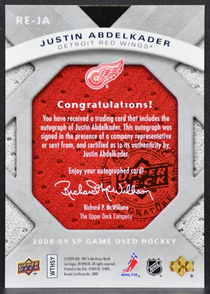 2008-09 SP Game Used Exclusive Abdelkader RE-JA Red Wings RC Auto 003/100 8546
