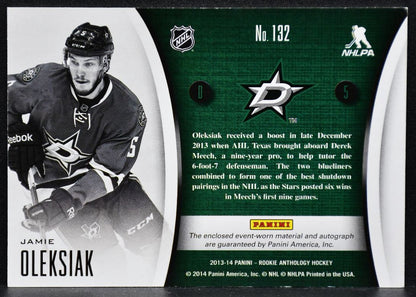 2013-14 Panini Rookie Anthology Selection Jamie Oleksiak 132 RC Auto Jersey 4075