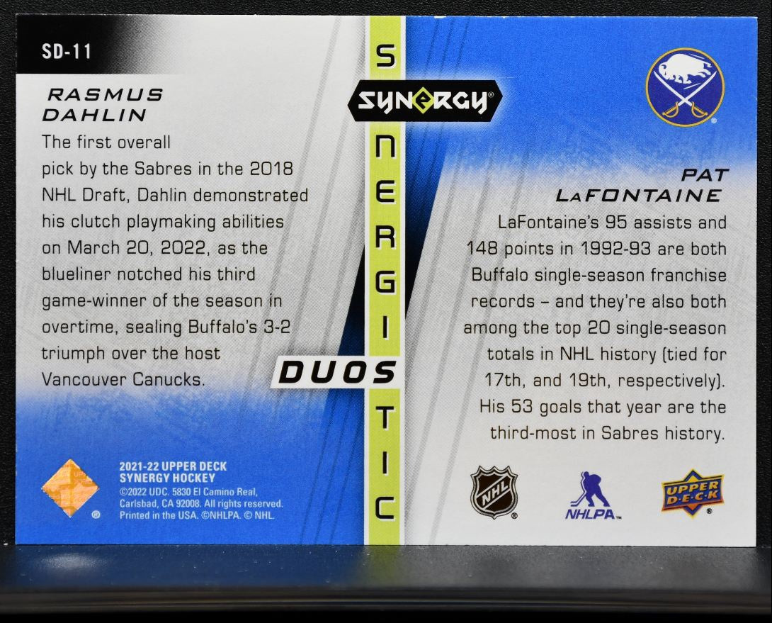 2021-22 UD Synergy Synergistic Duos Red Dahlin / LaFontaine Sabres 139/399 1754