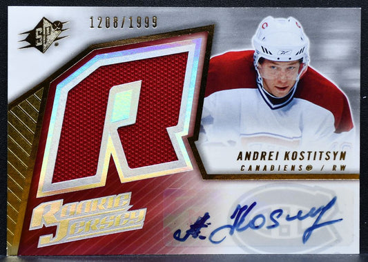 2005-06 SPx Rookie Jersey Andrei Kostitsyn Canadiens RC Auto Jersey 0576