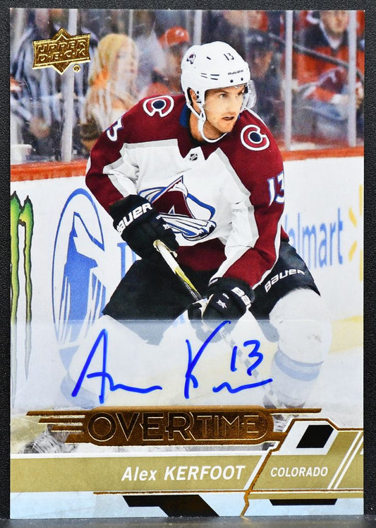 2018-19 UD Overtime Gold Foil Autographs Alex Kerfoot Avalanche Auto 8788