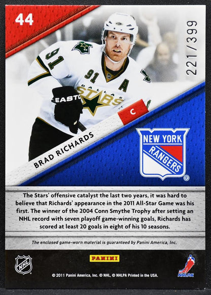 2011-12 Panini Certified Fabric of the Game Brad Richards Rangers Jersey 5531
