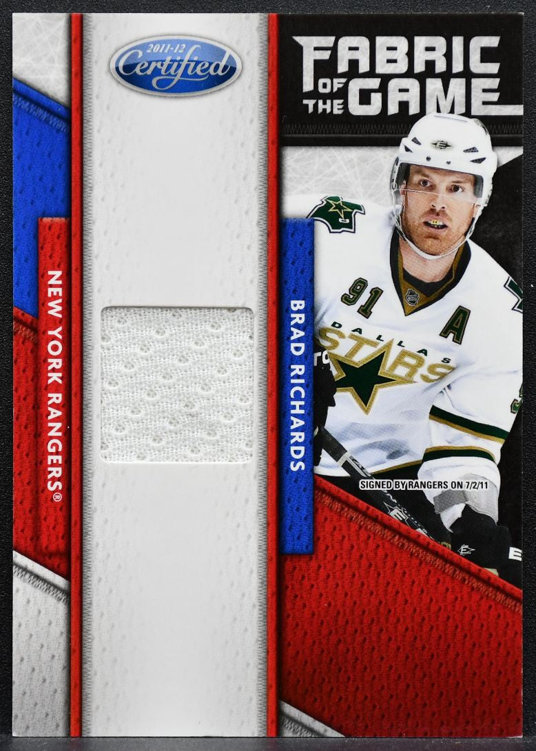 2011-12 Panini Certified Fabric of the Game Brad Richards Rangers Jersey 5531