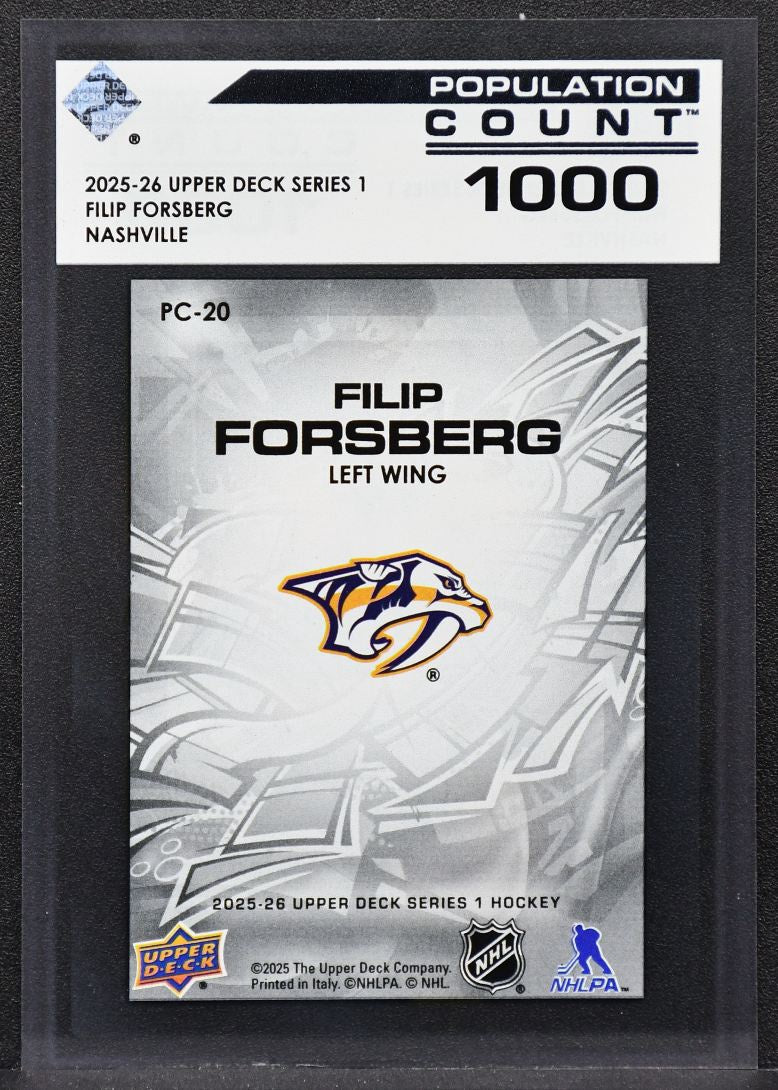 25-26 UD Series 1 Population Count 1000 Filip Forsberg PC-20 Nashville Predators 7849