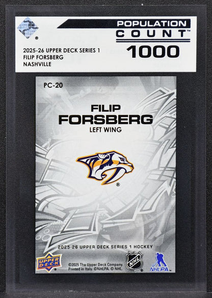 25-26 UD Series 1 Population Count 1000 Filip Forsberg PC-20 Nashville Predators 7849