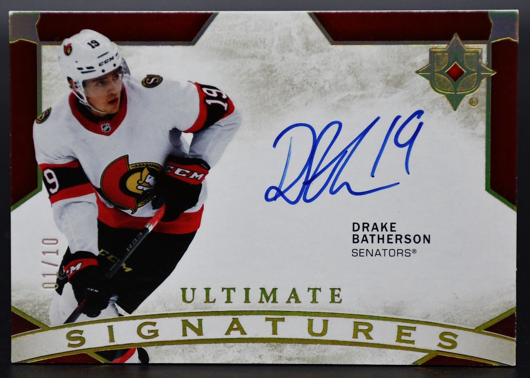 2021-22 UD Ultimate Collection Drake Batherson US-DB Ottawa Senators Auto 01/10