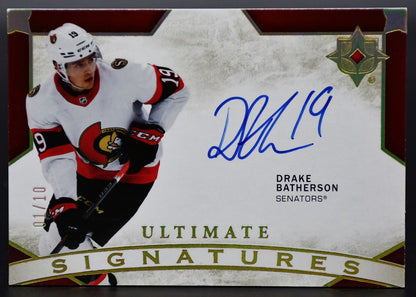 2021-22 UD Ultimate Collection Drake Batherson US-DB Ottawa Senators Auto 01/10