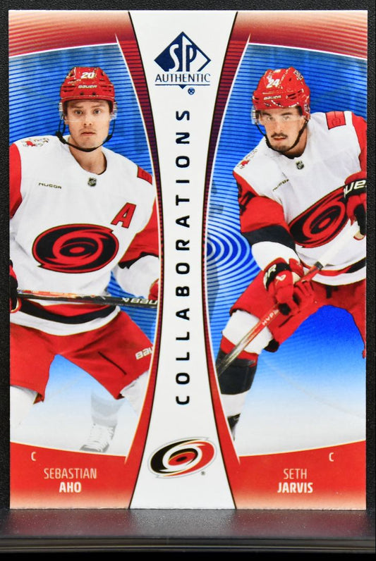 2025-26 SP Authentic Collaborations Blue Seth Jarvis / Sebastian Aho 8266