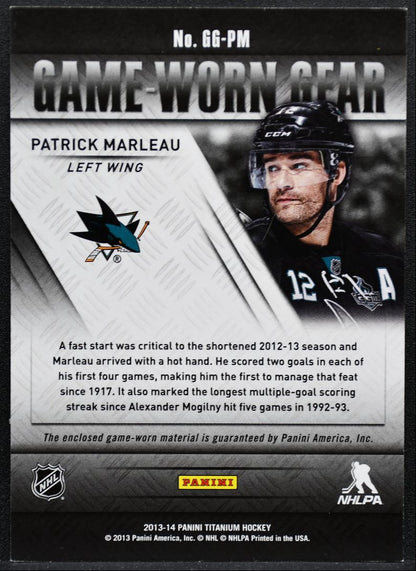 2013-14 Panini Titanium Game Worn Gear Patrick Marleau GG-PM Jersey 9035