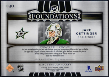 2024-25 UD The Cup Foundations Quad Jersey Jake Oettinger Stars /49 Jersey 5294