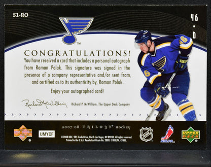 2007-08 UD Trilogy Script One Roman Polak S1-RO St. Louis Blues RC Auto 1660