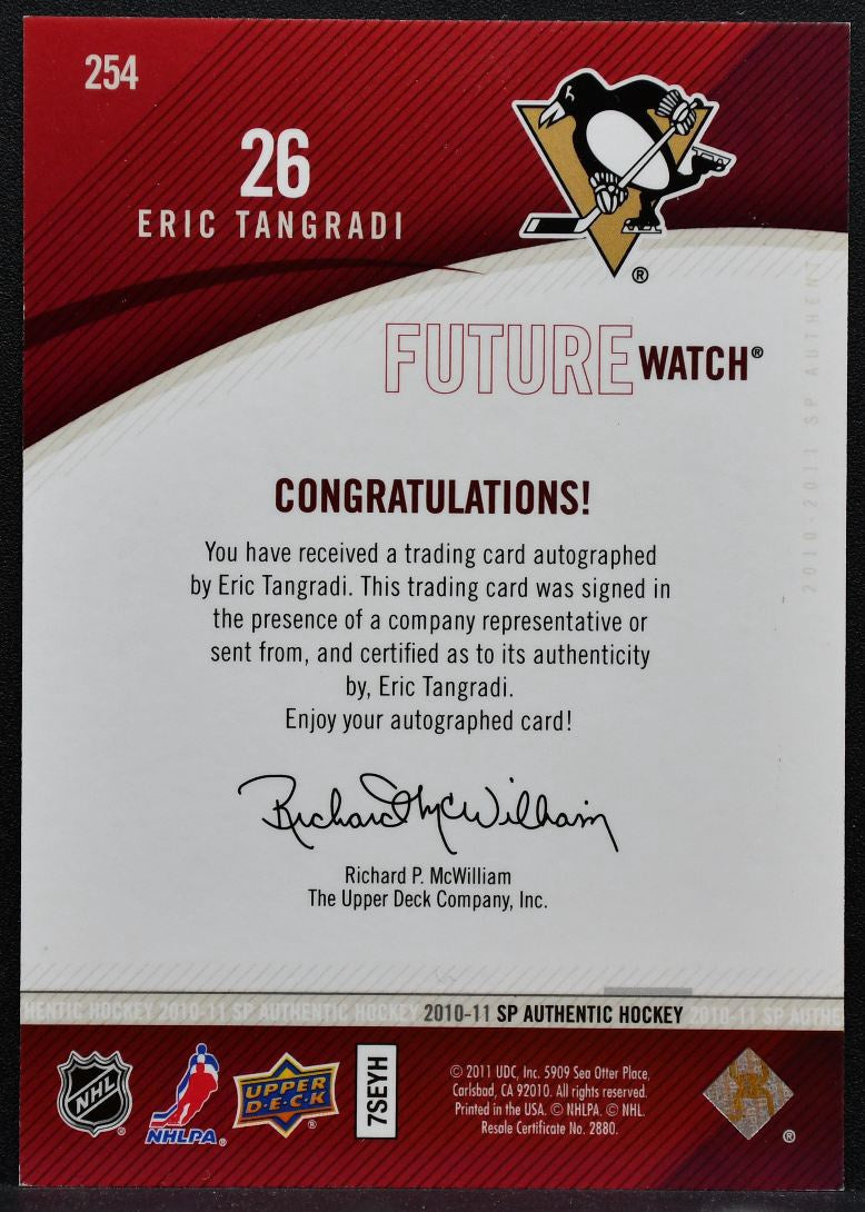 2010-11 SP Authentic Future Watch Auto Eric Tangradi RC Auto 600/999 2671