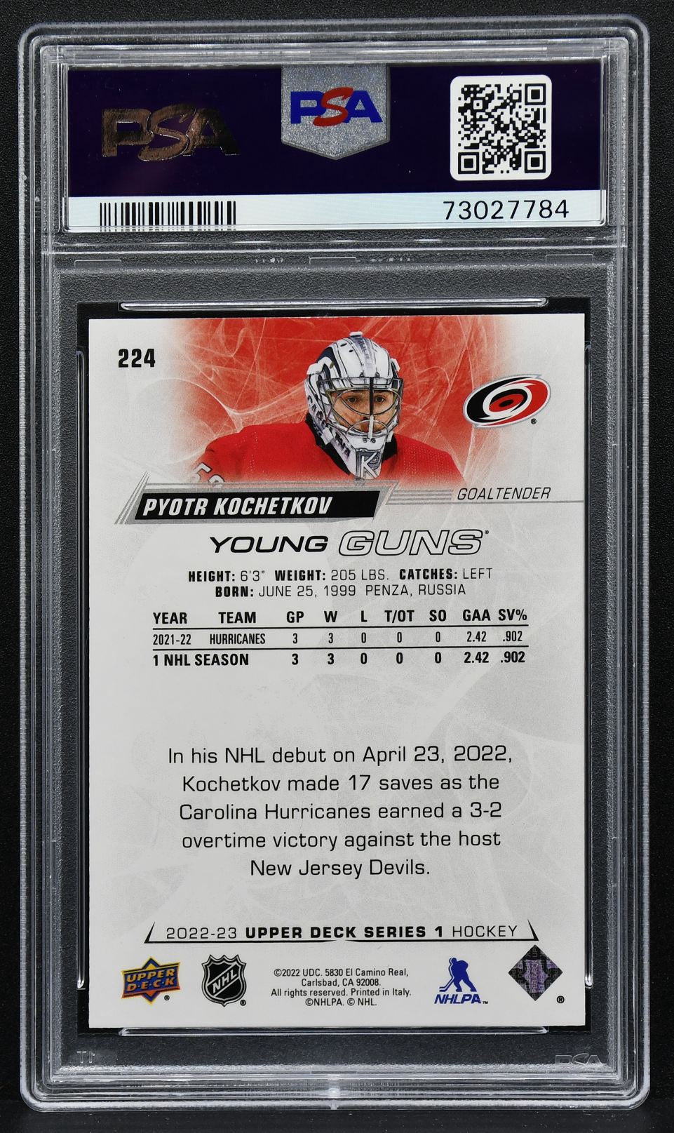2022-23 Upper Deck Series 1 Young Guns Pyotr Kochetkov 224 RC 2569