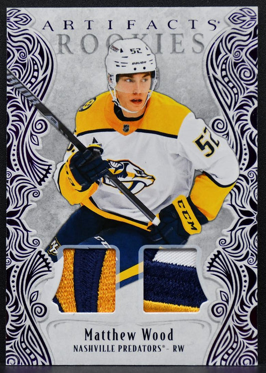 25-26 UD Artifacts RC Purple Material Wood Nashville Predators RC /15 Patch 7925