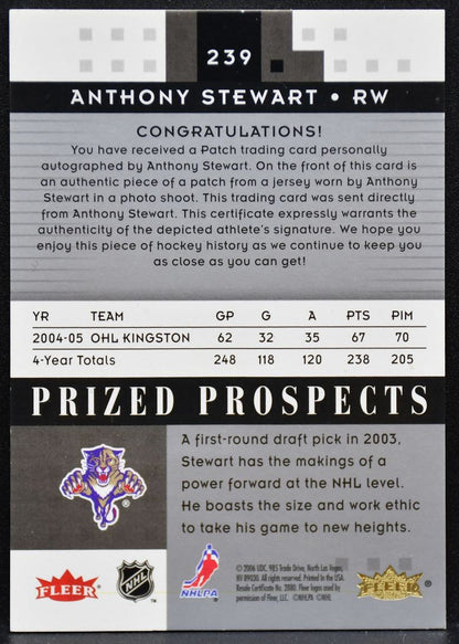 2005-06 Fleer Hot Prospects Patch Stewart Panthers RC Auto 029/349 Patch 5705