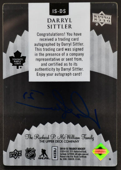 2014-15 UD Trilogy Ice Scripts Darryl Sittler IS-DS Auto