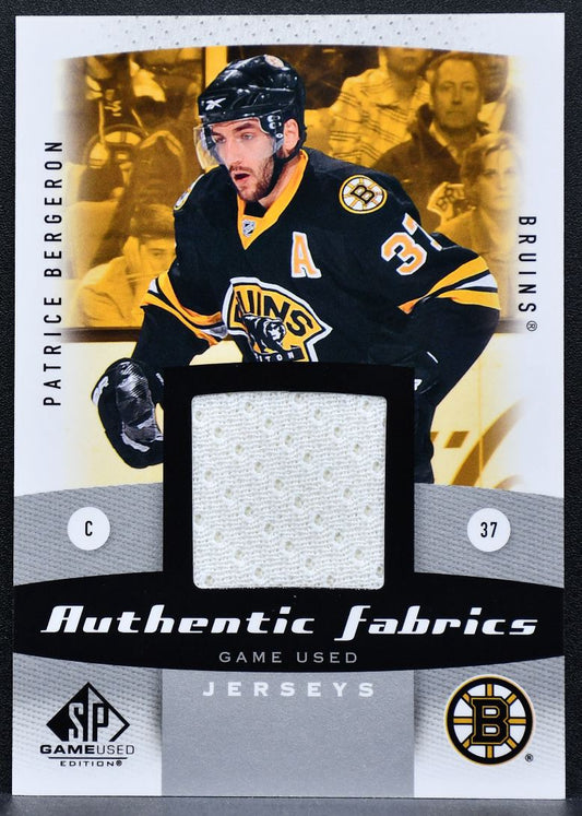 2010-11 SP Game Used Authentic Fabrics Patrice Bergeron AF-PB Bruins Jersey 8320