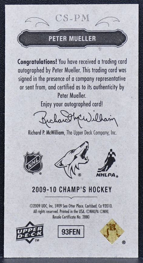 2009-10 Upper Deck Champ's Mini Signatures Peter Mueller CS-PM Coyotes Auto 2476