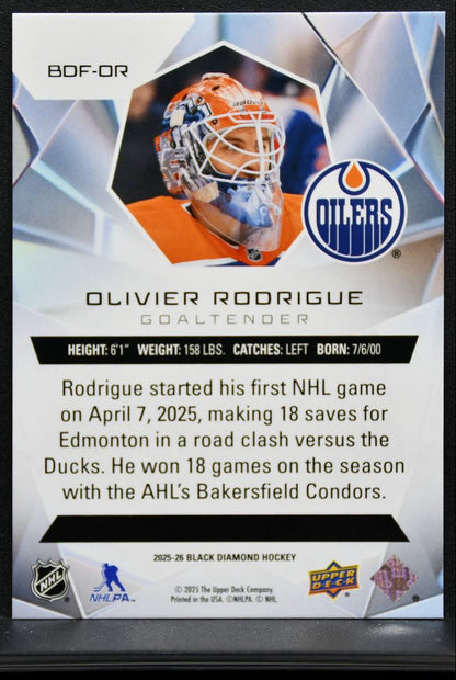 2025-26 UD Black Diamond Futures Olivier Rodrigue BDF-OR Oilers RC 066/249 8600