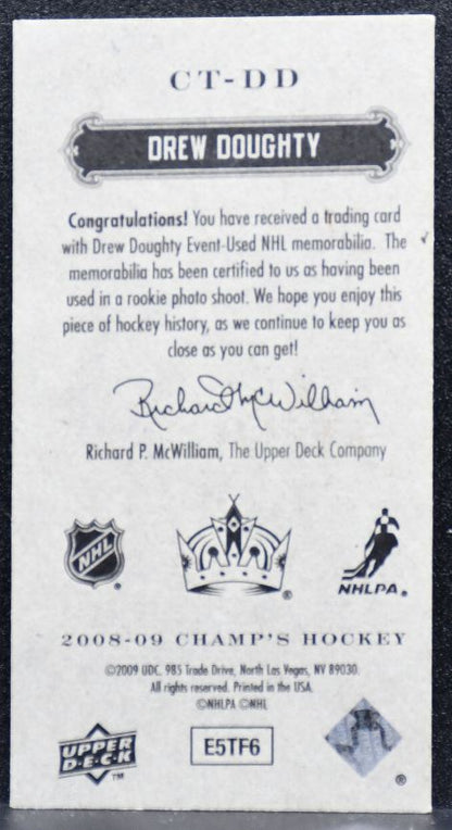 2008-09 Upper Deck Champ's Mini Threads Drew Doughty CT-DD Kings Jersey 3548