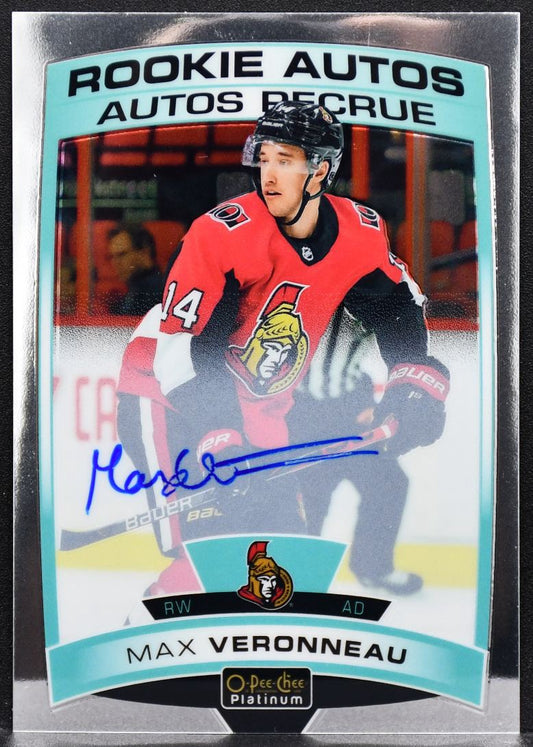 2019-20 O-Pee-Chee Platinum Rookie Autos Max Veronneau R-MV Senators RC Auto