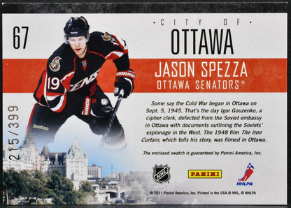 2010-11 Panini Pinnacle City Lights Materials Jason Spezza 67 /399 Jersey 4320
