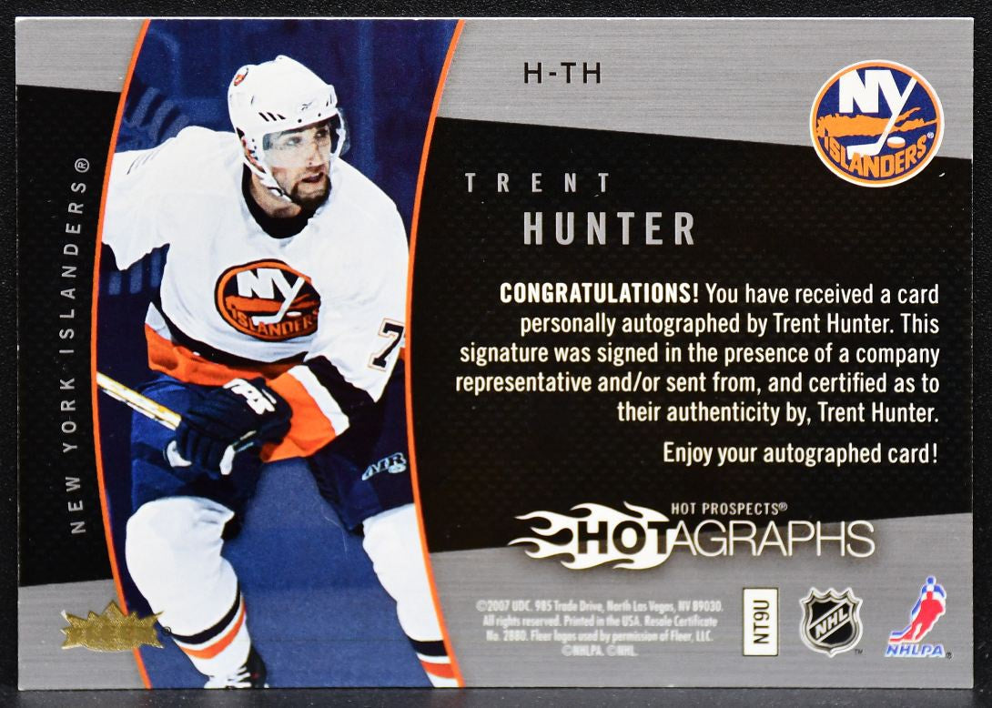 2006-07 UD Hot Prospects Hotgraphs Trent Hunter H-TH Islanders RC Auto 5897