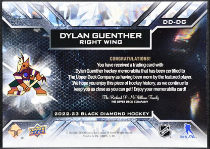 2022-23 UD Black Diamond Debut Relics Dylan Guenther DD-DG Jersey 6461