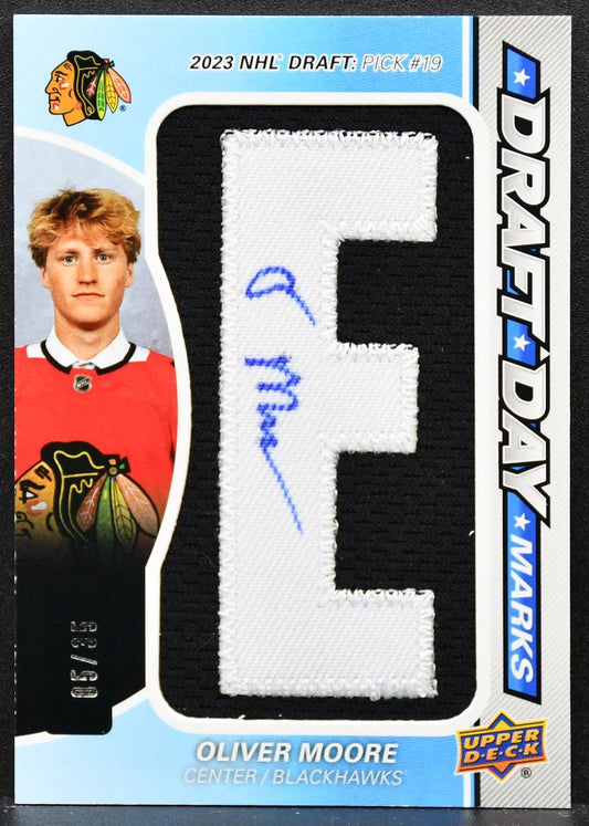 2025-26 SP Game Used Draft Day Marks Oliver Moore 133 RC Auto 05/35 Patch 2590