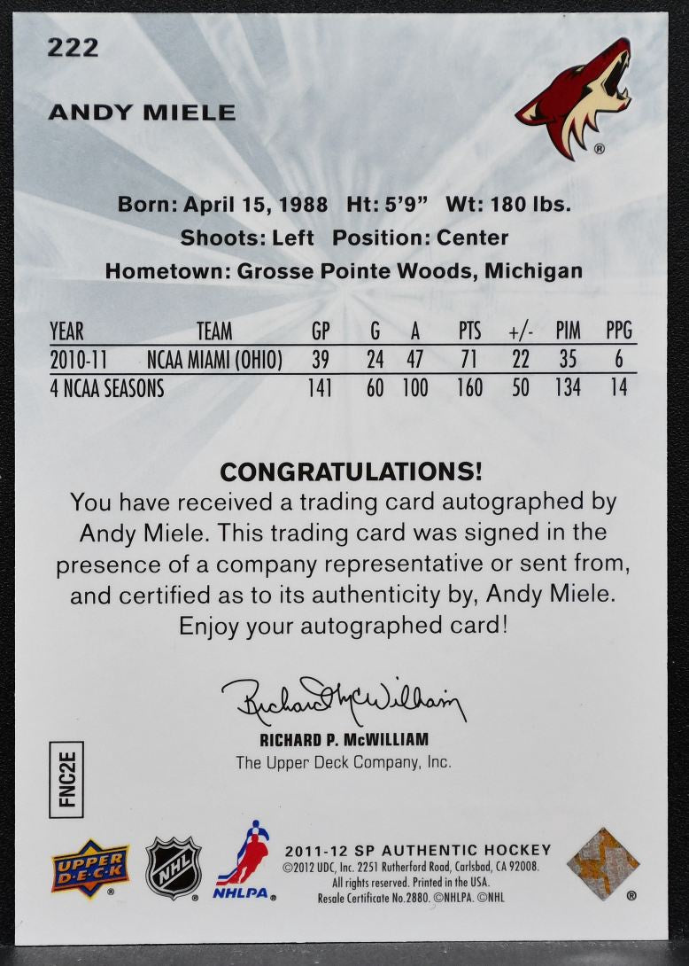 2011-12 SP Authentic Future Watch Auto Pascal Pelletier Blackhawks RC Auto 1283