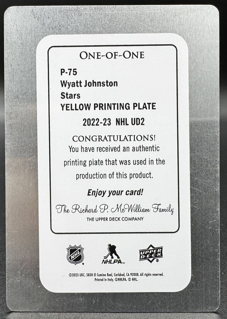 2022-23 UD UD Portraits Wyatt Johnston P-75 Dallas Stars RC