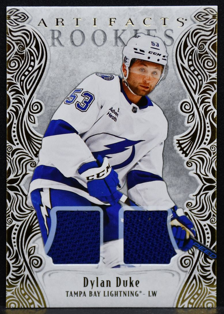 2025-26 UD Artifacts Rookies Gold Material Dylan Duke 189 /499 Jersey