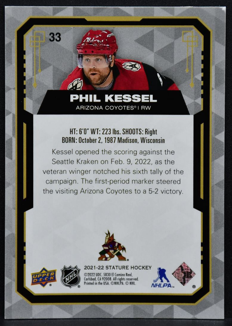 2021-22 UD Stature Phil Kessel 33 Arizona Coyotes 1/1