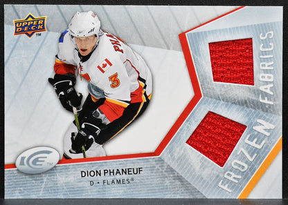 2008-09 Upper Deck Ice Frozen Fabrics Dion Phaneuf FF-DP Flames Jersey 3162