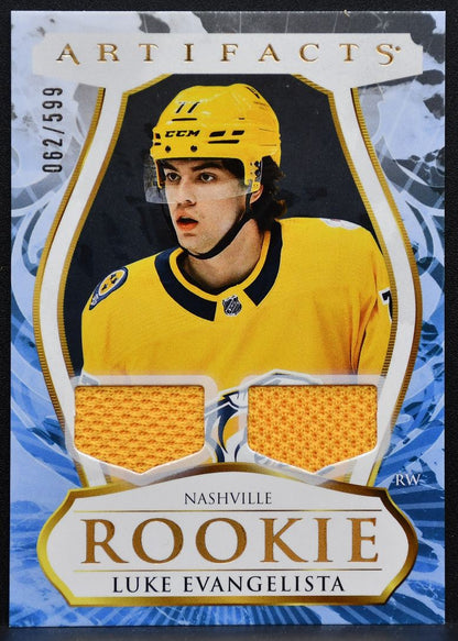 2023-24 Upper Deck Artifacts Luke Evangelista Predators RC 062/599 Jersey 8629