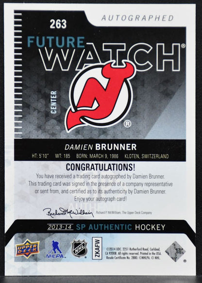 2013-14 SP Authentic Future Watch Auto Damien Brunner 263  RC Auto 905/999