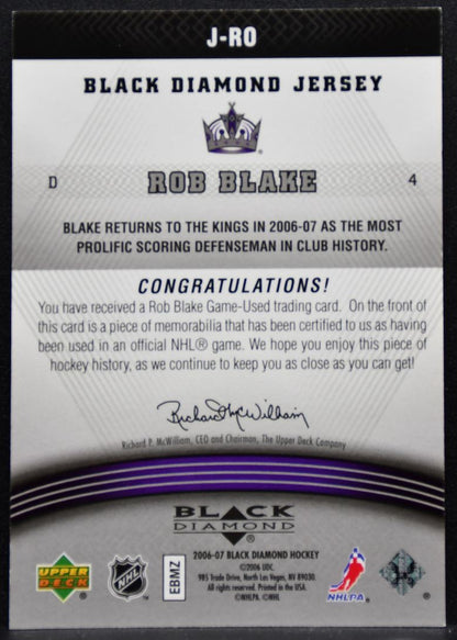 2006-07 Upper Deck Black Diamond Jerseys Rob Blake Los Angeles Kings Jersey 4347