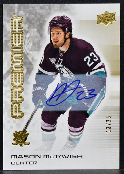 2024-25 UD Premier Gold Auto Mason McTavish 23 Anaheim Ducks Auto 13/25