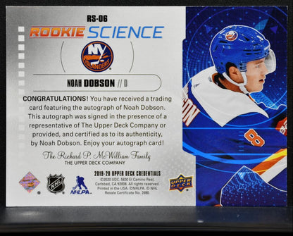 2019-20 UD Credentials Rookie Science Autograph Noah Dobson RC Auto 2812