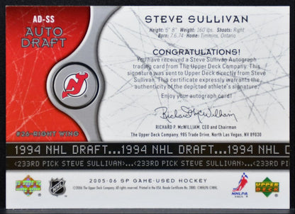 2005-06 SP Game Used Auto Draft Steve Sullivan AD-SS Devils Auto 018/233 9304