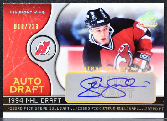 2005-06 SP Game Used Auto Draft Steve Sullivan AD-SS Devils Auto 018/233 9304