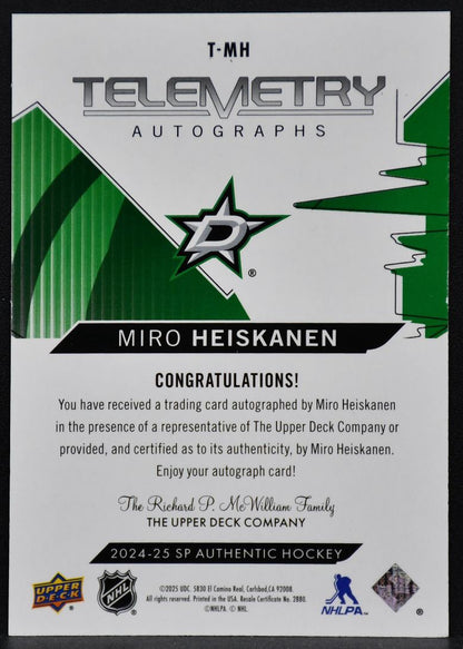 2024-25 SP Authentic Telemetry Autographs Miro Heiskanen T-MH Dallas Stars Auto 5907