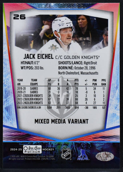 2024-25 OPC Platinum Mixed Media Variant Jack Eichel 26 Golden Knights 6979