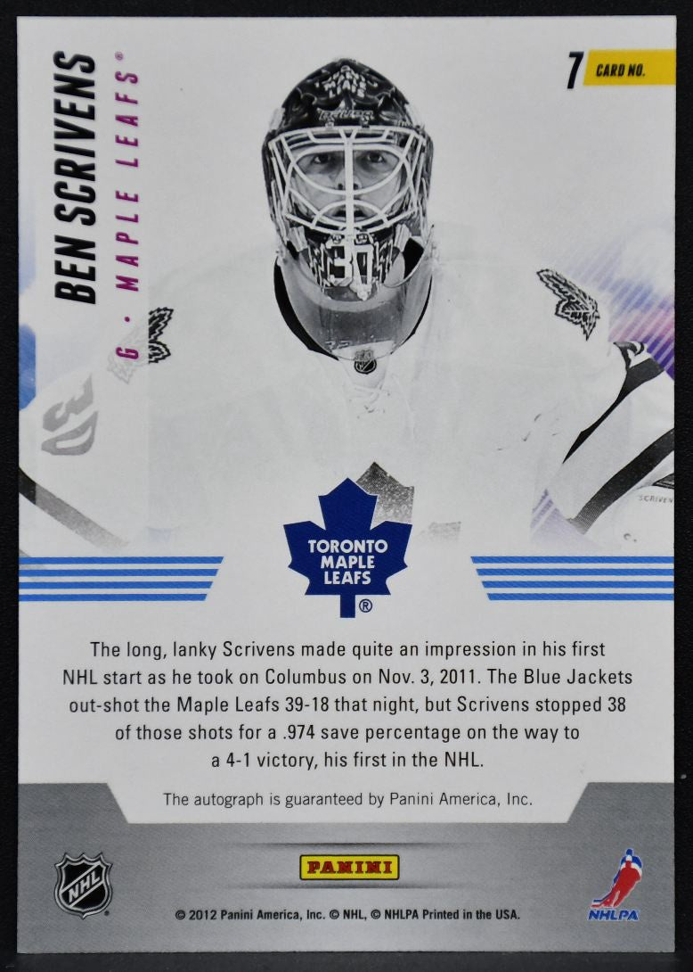 2011-12 Panini Titanium New Wave Autographs Ben Scrivens 7 RC Auto 3573