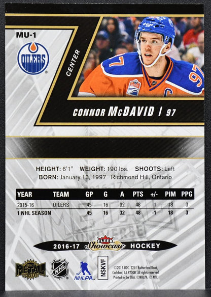 2016-17 Fleer Showcase Metal Universe Connor McDavid MU-1 Edmonton Oilers 4961