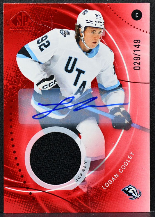 2025-26 SP Game Used Red Auto Jersey Logan Cooley 191 Auto 029/149 Jersey 6186