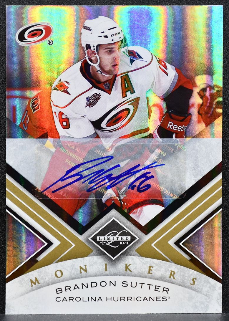 2010-11 Panini Limited Monikers Gold Brandon Sutter Hurricanes Auto 12/50 2404