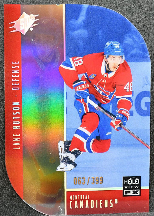 2025-26 SPx HoloView FX Blue Lane Hutson HV-15 Montreal Canadiens 063/399 8006